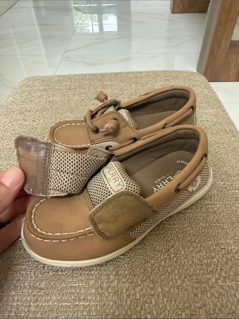 Sperry Tan Kids Leather Boat Shoes